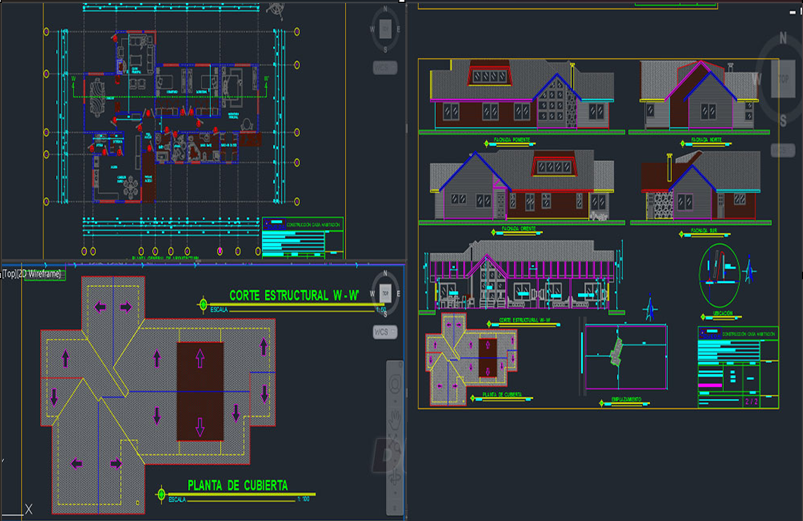 دانلود فایل اتوکد نقشه خانه یک‌طبقه DWG | Single Level House DWG Drawing برای AutoCAD
